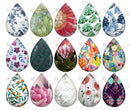 Handmade Teardrop Photo Glass Cabochons pattern geometric 777