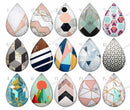 Handmade Teardrop Photo Glass Cabochons pattern geometric 825