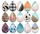 Handmade Teardrop Photo Glass Cabochons pattern geometric 831