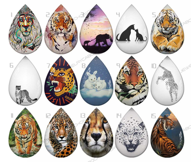 Handmade Teardrop Photo Glass Cabochons pattern geometric 850