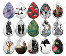 Handmade Teardrop Photo Glass Cabochons pattern geometric 865