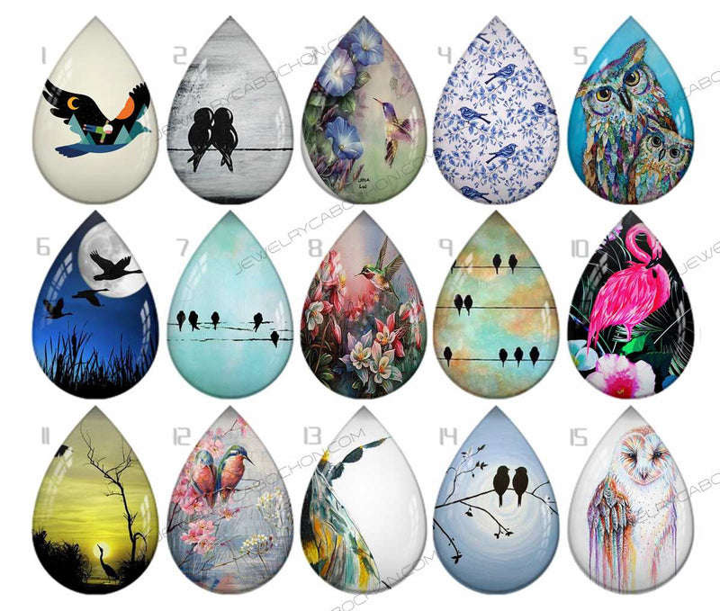 Handmade Teardrop Photo Glass Cabochons pattern geometric 880