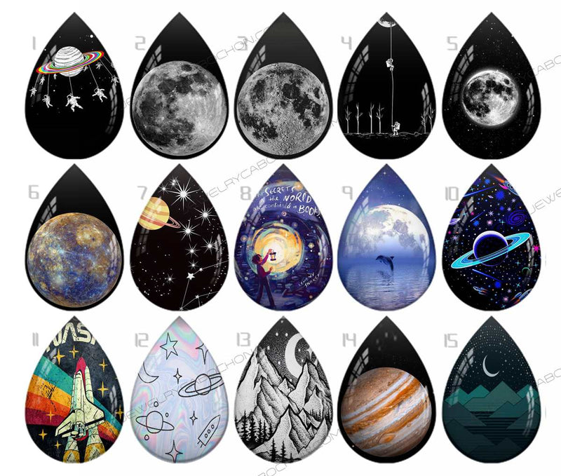 Handmade Teardrop Photo Glass Cabochons pattern geometric 906