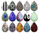 Handmade Teardrop Photo Glass Cabochons pattern geometric 908