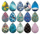 Handmade Teardrop Photo Glass Cabochons pattern geometric 930