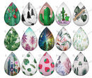 Handmade Teardrop Photo Glass Cabochons pattern geometric 934