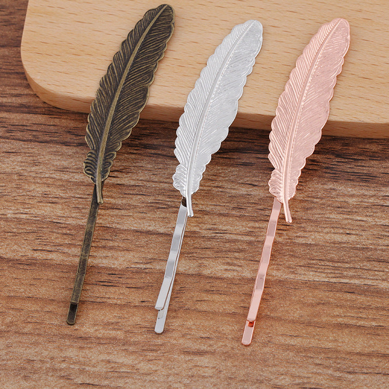 20pcs Feather, leaves Bobby Pins Leaves Flower Filigree Pad, Flower Hair Findings, Hair Accessories