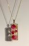 1pcs Handmade Square gold leaf rose pressed flower pendant necklace