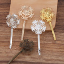 20pcs Bobby Pins Leaves Flower Filigree Pad, Flower Hair Findings, Hair Accessories