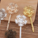 20pcs Bobby Pins Leaves Flower Filigree Pad, Flower Hair Findings, Hair Accessories