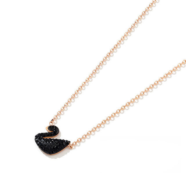 Inlaid zircon Swan necklace ,stainless steel vacuum electroplating chain all-match non-fading