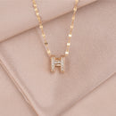 H diamond pendant , stainless steel vacuum electroplating chain all-match non-fading