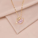 Pink Swan Pendant Necklace vacuum electroplating chain all-match non-fading