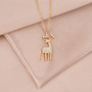 Diamond Fawn Pendant Necklace, stainless steel vacuum electroplating chain all-match non-fading