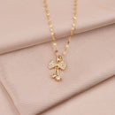 Diamond Bow Pendant Necklace, stainless steel vacuum electroplating chain all-match non-fading