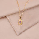 Diamond Teardrop Pendant Necklace, stainless steel vacuum electroplating chain all-match non-fading