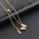 Diamond Butterfly Pendant Necklace, stainless steel vacuum electroplating chain all-match non-fading