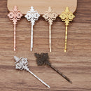 20pcs Bobby Pins Leaves Flower Filigree Pad, Flower Hair Findings, Hair Accessories