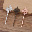 20pcs Bobby Pins Leaves Flower Filigree Pad, Flower Hair Findings, Hair Accessories