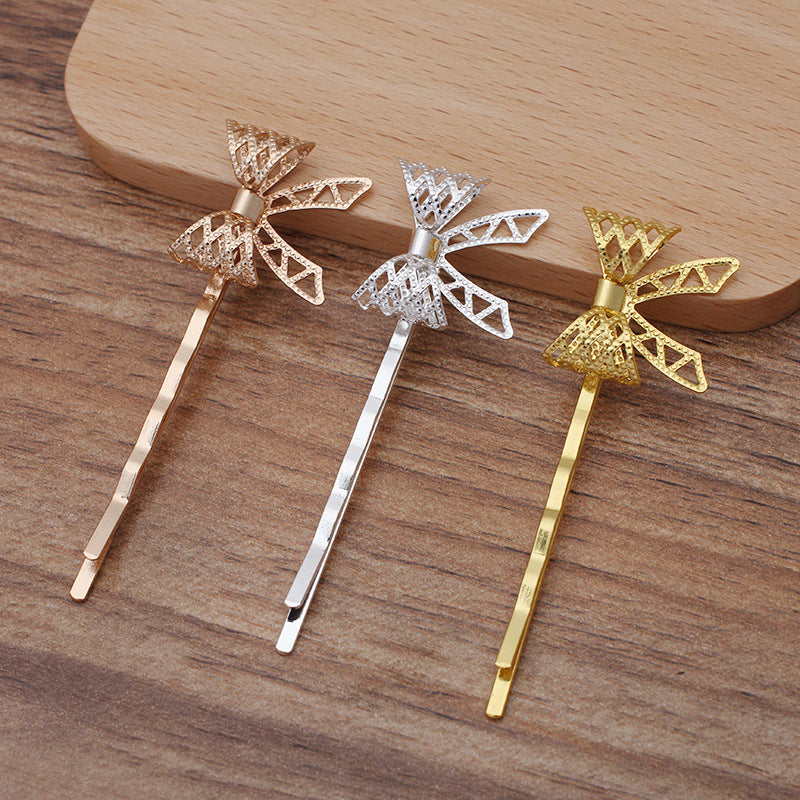 20pcs Bow Bobby Pins Leaves Flower Filigree Pad, Flower Hair Findings, Hair Accessories