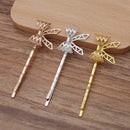 20pcs Bobby Pins Leaves Flower Filigree Pad, Flower Hair Findings, Hair Accessories