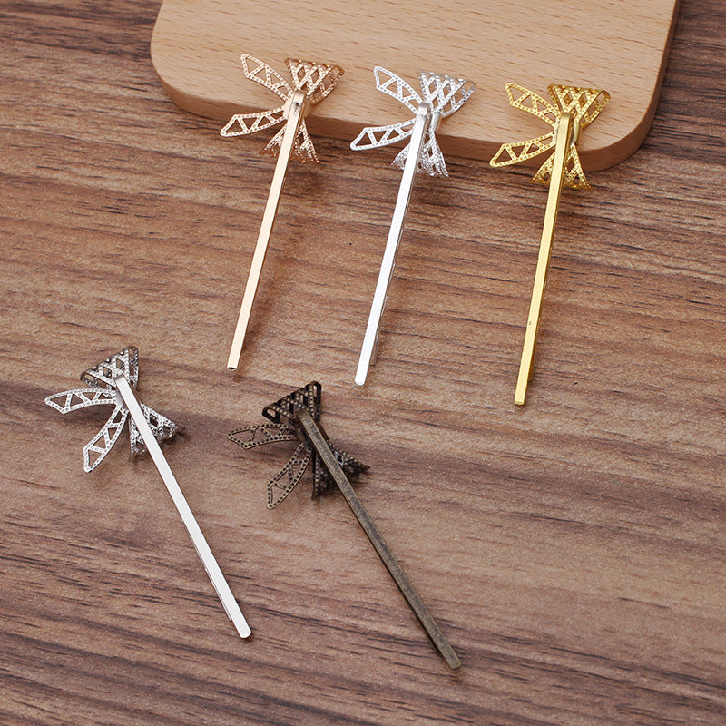 20pcs Bow Bobby Pins Leaves Flower Filigree Pad, Flower Hair Findings, Hair Accessories