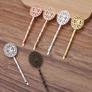 20pcs Oval flower Bobby Pins Leaves Flower Filigree Pad, Flower Hair Findings, Hair Accessories