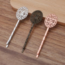 20pcs Oval flower Bobby Pins Leaves Flower Filigree Pad, Flower Hair Findings, Hair Accessories