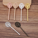 20pcs Oval flower Bobby Pins Leaves Flower Filigree Pad, Flower Hair Findings, Hair Accessories