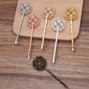 20pcs Bobby Pins Leaves Flower Filigree Pad, Flower Hair Findings,Hair Accessories