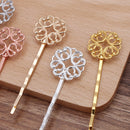 20pcs Bobby Pins Leaves Flower Filigree Pad, Flower Hair Findings,Hair Accessories