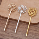 20pcs Bobby Pins Leaves Flower Filigree Pad, Flower Hair Findings,Hair Accessories