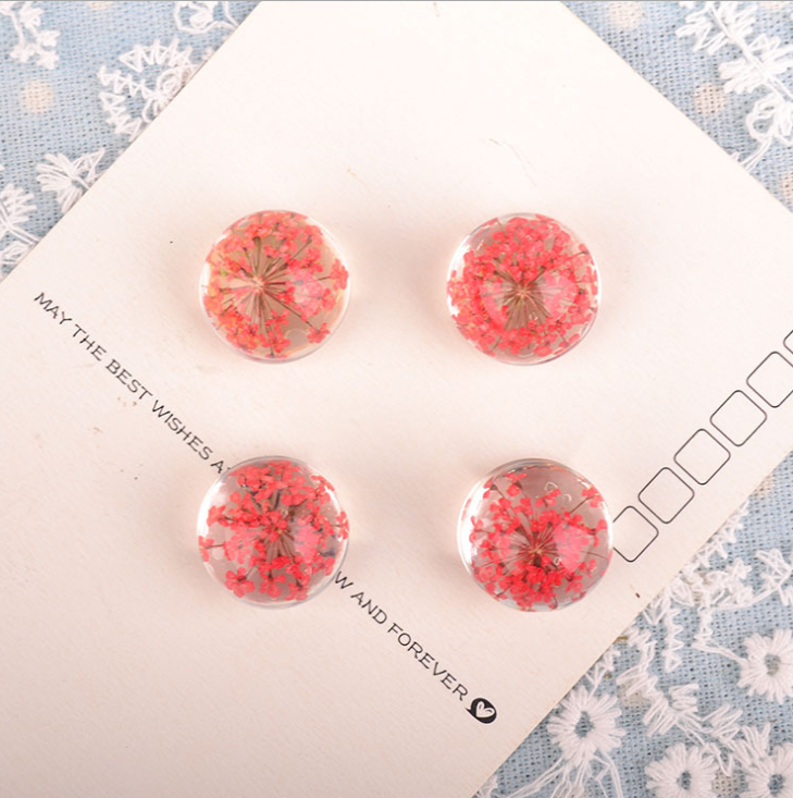 10pcs 12mm glass Pressed flower Pendant, Real Flower Glass Ball Charm Pendant