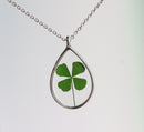 1pcs Handmade Teardrop real Clover pressed flower pendant jewelry