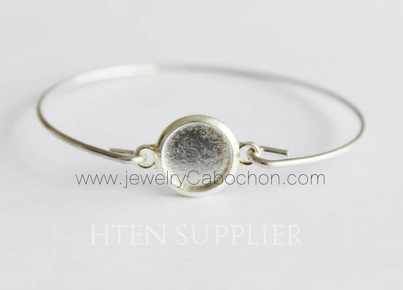 10pcs Silver bracelet blanks, 12MM Bezel Bracelet Blank, Bezel Bracelet Bangle,12mm Silver Cabochon Base Bangle Bracelet