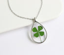 1pcs Handmade Teardrop real Clover pressed flower pendant jewelry