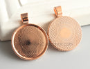 10pieces Rose gold alloy Pendant Bezel, Pendant blank Settings 25mm Pendant base trays