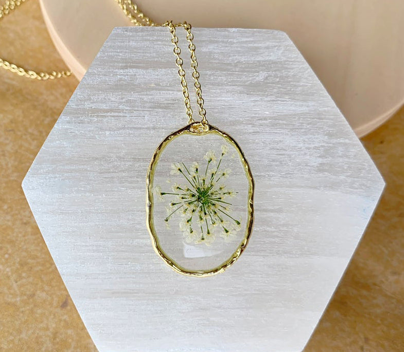 1pcs Handmade pressed flower pendant necklace jewelry