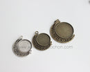 10pcs  Crescent Pendant Bezel , Double-sided Pendant Settings Base blank