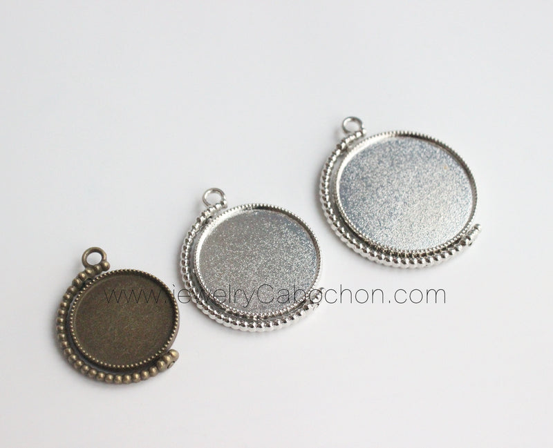 10pcs Crescent Necklace Bezel , Double-sided Pendant necklace Settings Base blank