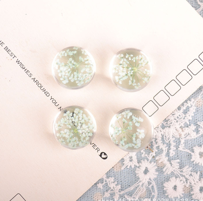 10pcs 12mm glass Pressed flower Pendant, Real Flower Glass Ball Charm Pendant