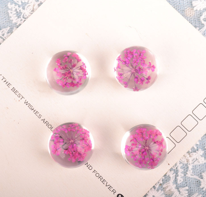 10pcs 12mm glass Pressed flower Pendant, Real Flower Glass Ball Charm Pendant