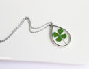 1pcs Handmade Teardrop real Clover pressed flower pendant jewelry