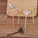 20pcs Bobby Pins Leaves Flower Filigree Pad, Flower Hair Findings, Hair Accessories