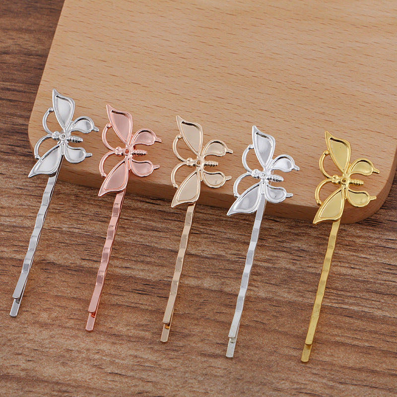 20pcs butterfly Bobby Pins Leaves Flower Filigree Pad, Flower Hair Findings, Hair Accessories