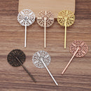 20pcs Bobby Pins Flower Filigree Pad, Flower Hair Findings, Hair Accessories