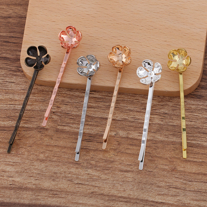 20pcs Bobby Pins Flower Filigree Pad, Flower Hair Findings, Hair Accessories