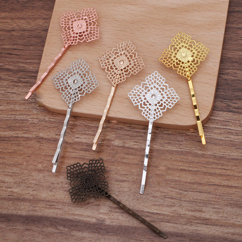 20pcs Bobby Pins Flower Filigree Pad, Flower Hair Findings, Hair Accessories