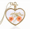 1pcs Pressed Flower Pendant Necklace - Heart-shaped gold frame