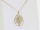 1pcs Handmade Teardrop real Clover pressed flower pendant jewelry